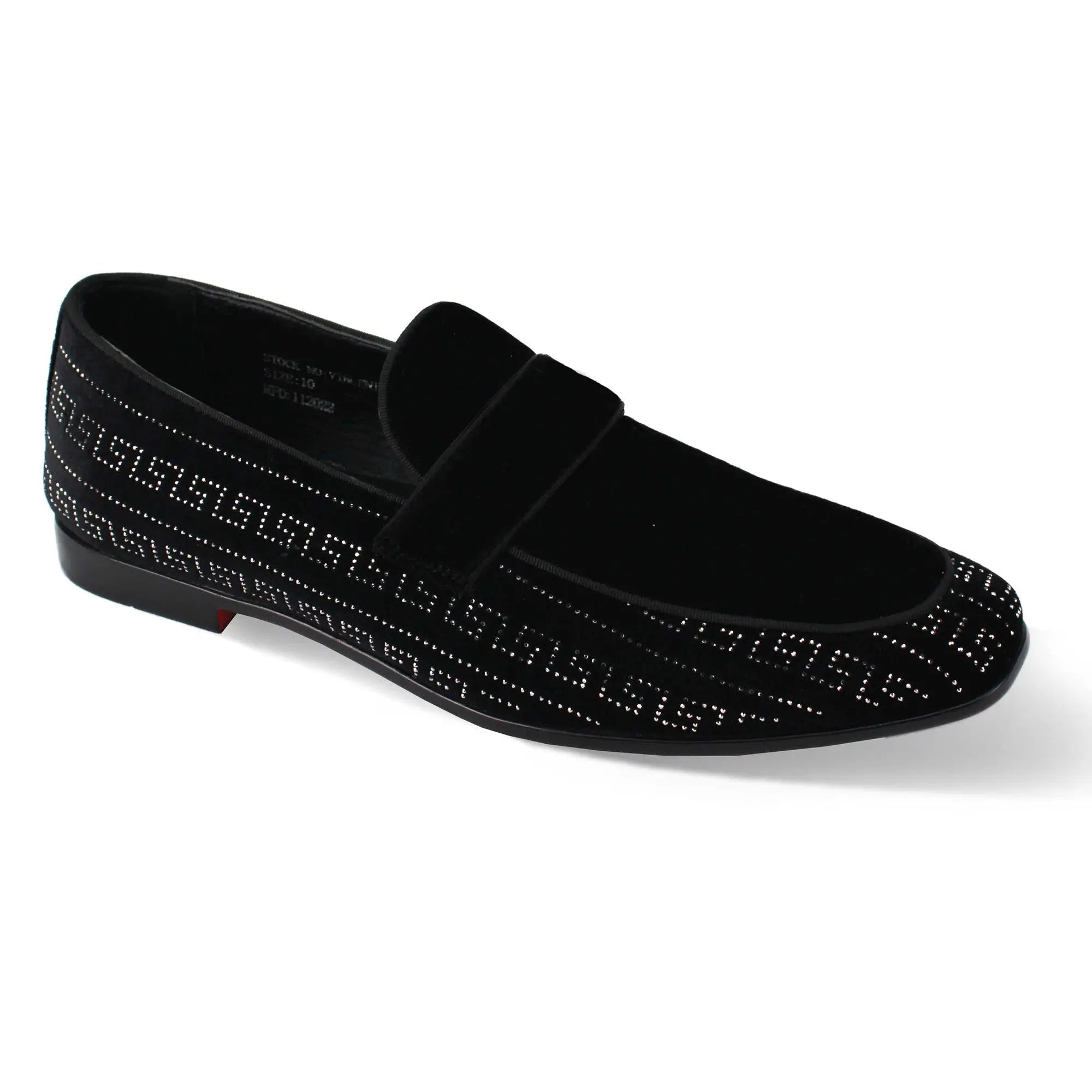 Vincent Velvet Rhinestone Slip-On Smoking Loafers 5 VINCENT_BLACK_7  - from alligatorwarehouse.com