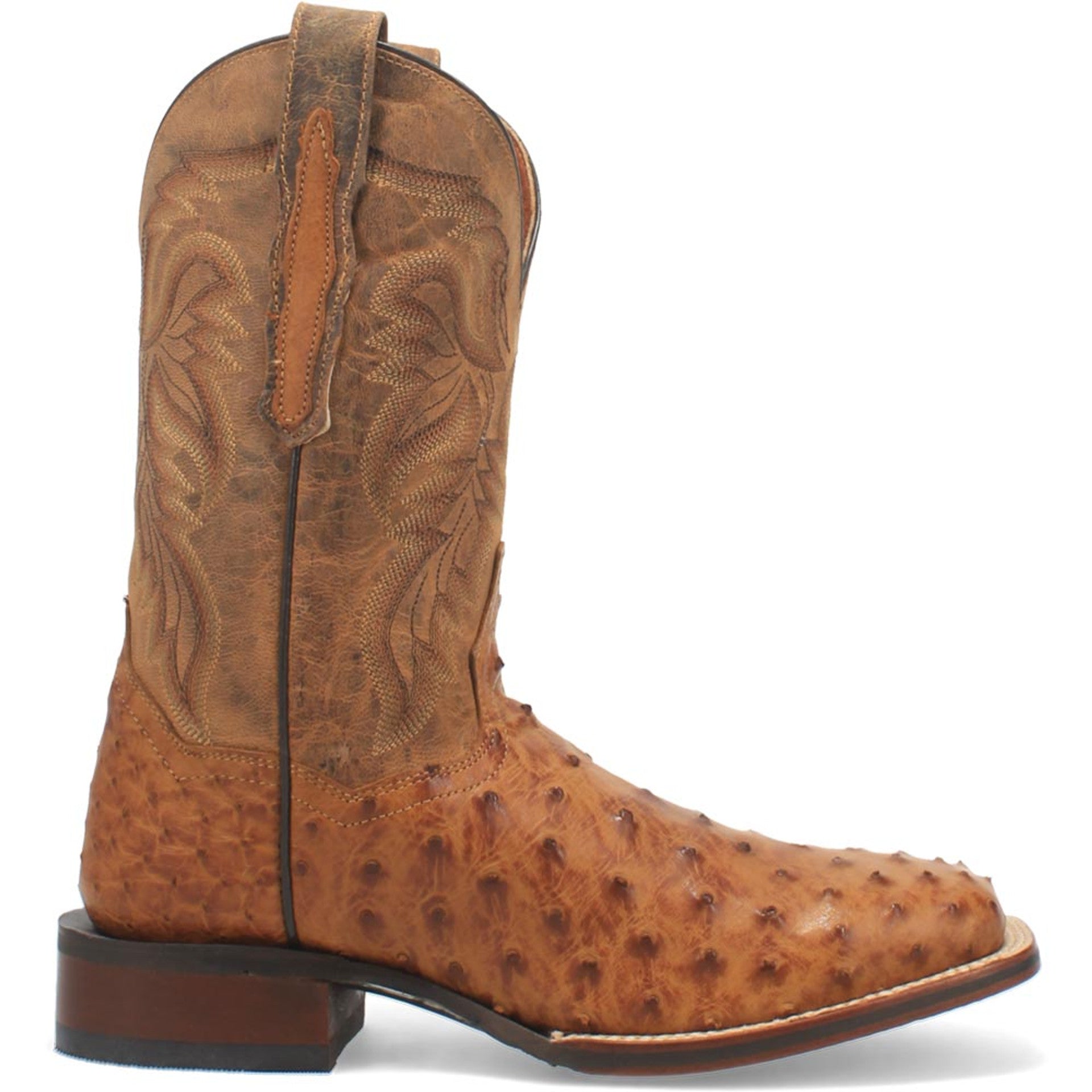 Dan Post Men’s Alamosa Tan Genuine Ostrich 11 Broad Square Toe Cowboy Certified Boot 5 DP3876_7_D  - from alligatorwarehouse.com