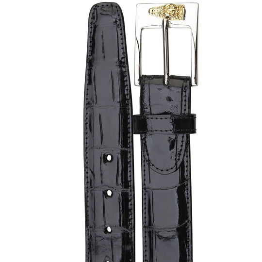 Men's Belvedere Genuine American Alligator Dress Belt in Black Men's Belvedere Genuine American Alligator Dress Belt in Black