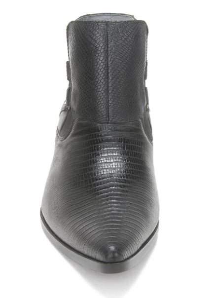 Los Altos Men's Black Genuine Lizard Ankle Boots 5   - from alligatorwarehouse.com