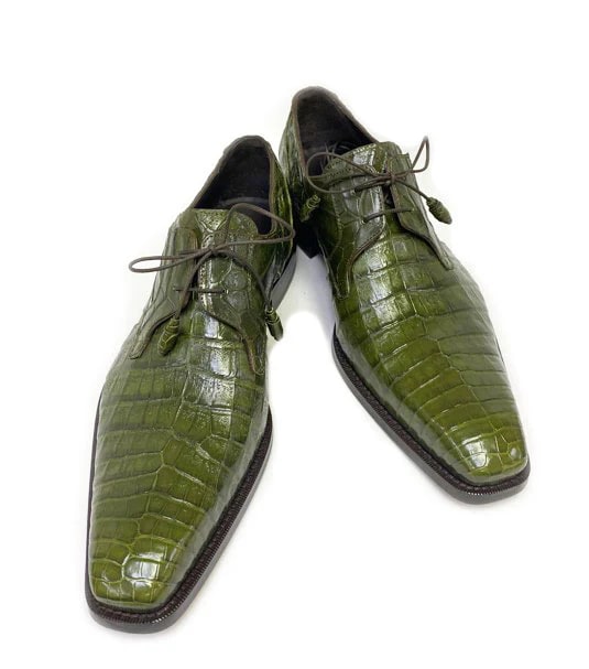 Anderson Crocodile Oxford Olive 3   - from alligatorwarehouse.com