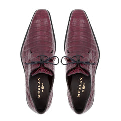 Men's Crocodile Lace Up Anderson Burgundy By Mezlan Made In Spain Brand