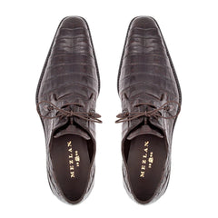 Men's Crocodile Lace Up Anderson Dark Brown By Mezlan Made In Spain Brand