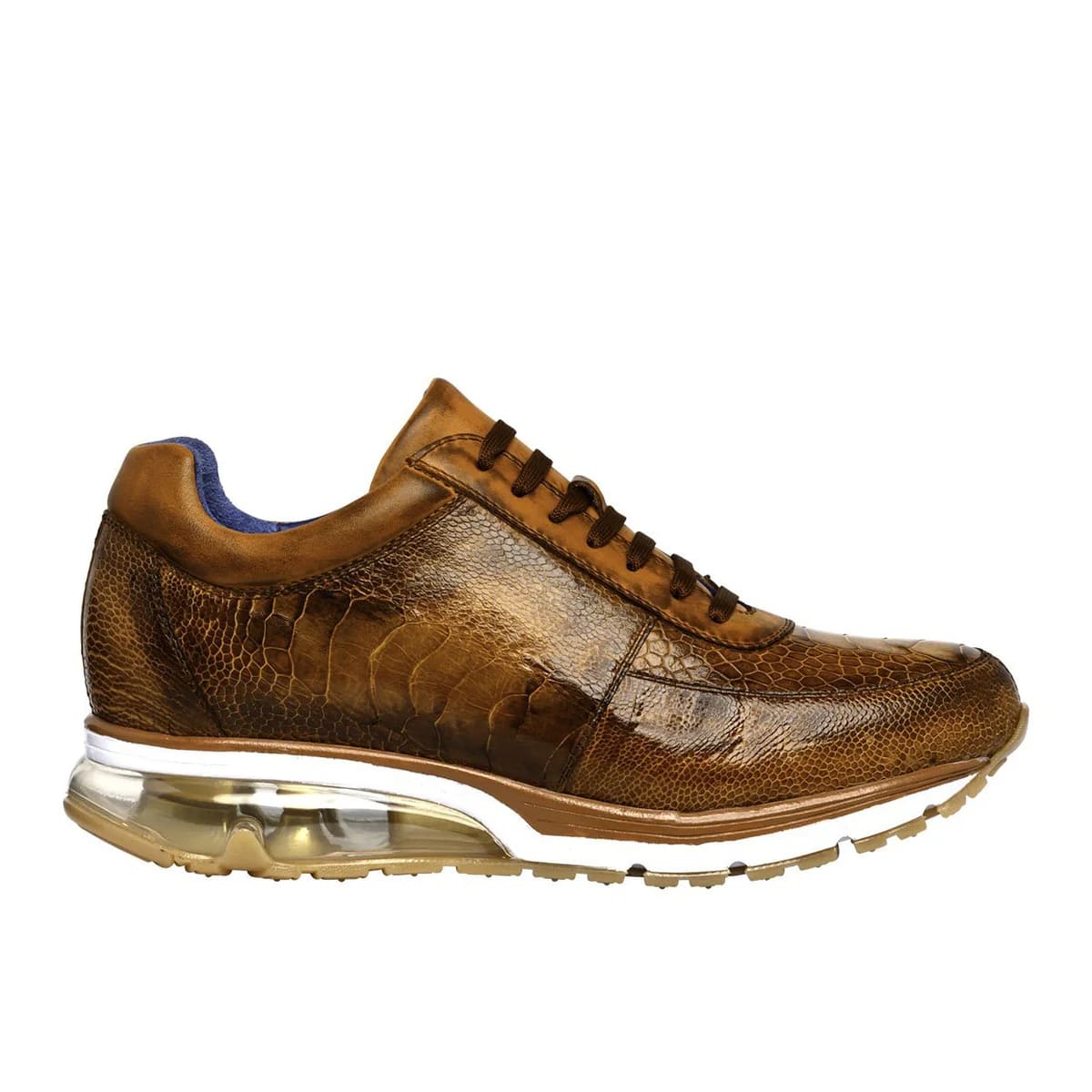 Belvedere Todd Men's Shoes Antique Brandy Exotic Genuine Ostrich Casual Sneakers 9 MEN E02 ANT. BRANDY-M-06  - from alligatorwarehouse.com