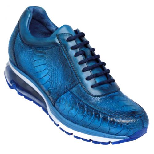 Belvedere Todd Antique Ocean Blue Genuine Ostrich Casual Sneakers 1 MEN E02 ANT. OCEAN BLUE-M-06  - from alligatorwarehouse.com