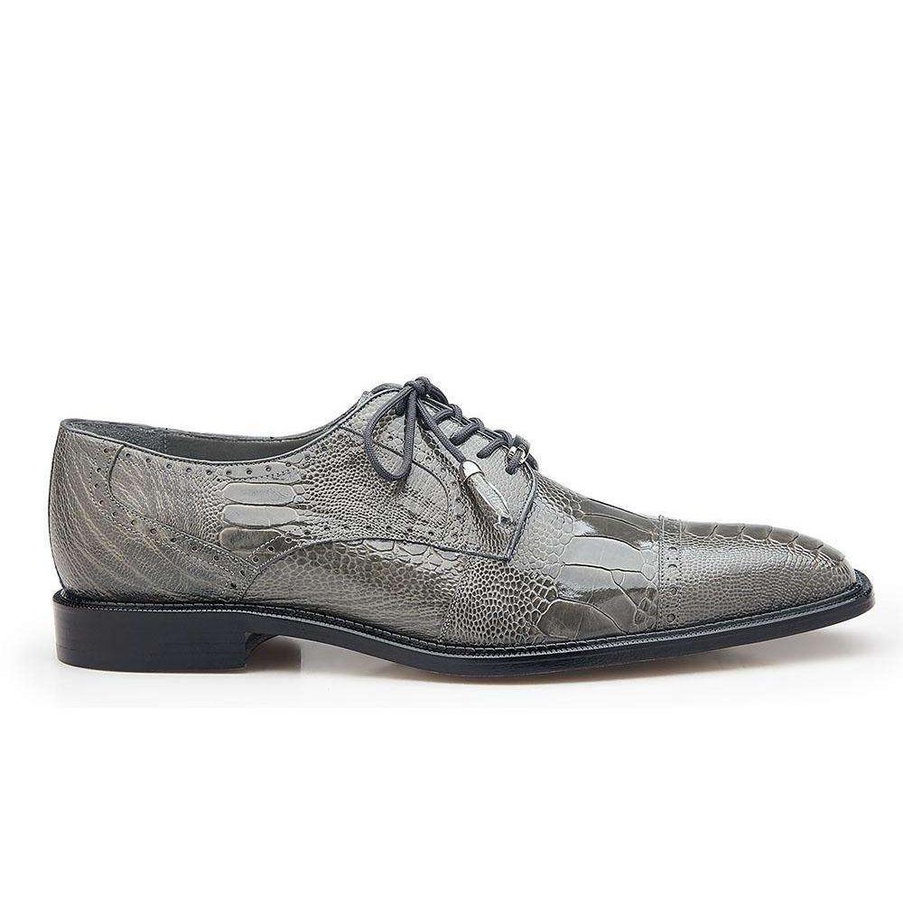 Belvedere Batta Men's Gray Genuine Ostrich Cap Toe Oxfords 1 MEN 14006 GRAY-M-09  - from alligatorwarehouse.com