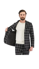 Harvy Mens Fit Black Check Plaid Suit