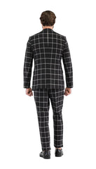 Harvy Mens Fit Black Check Plaid Suit