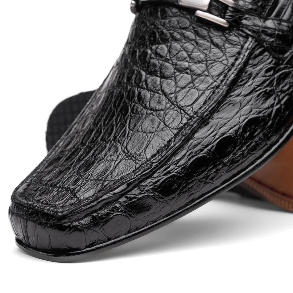 Marco Di Milano Fabro Men's Shoes Black Exotic Crocodile Horsebit Loafers 6 FABRO-TIN_CAIMAN_BLACK_8  - from alligatorwarehouse.com