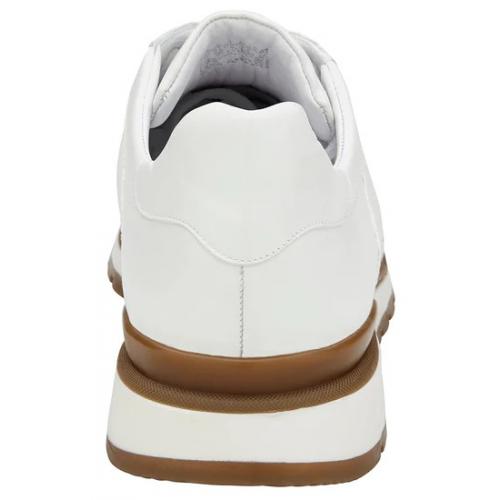 Belvedere  Blake White Genuine Ostrich Leg  Soft Calf Casual Sneakers 4 MEN 33629 WHITE-M-10  - from alligatorwarehouse.com