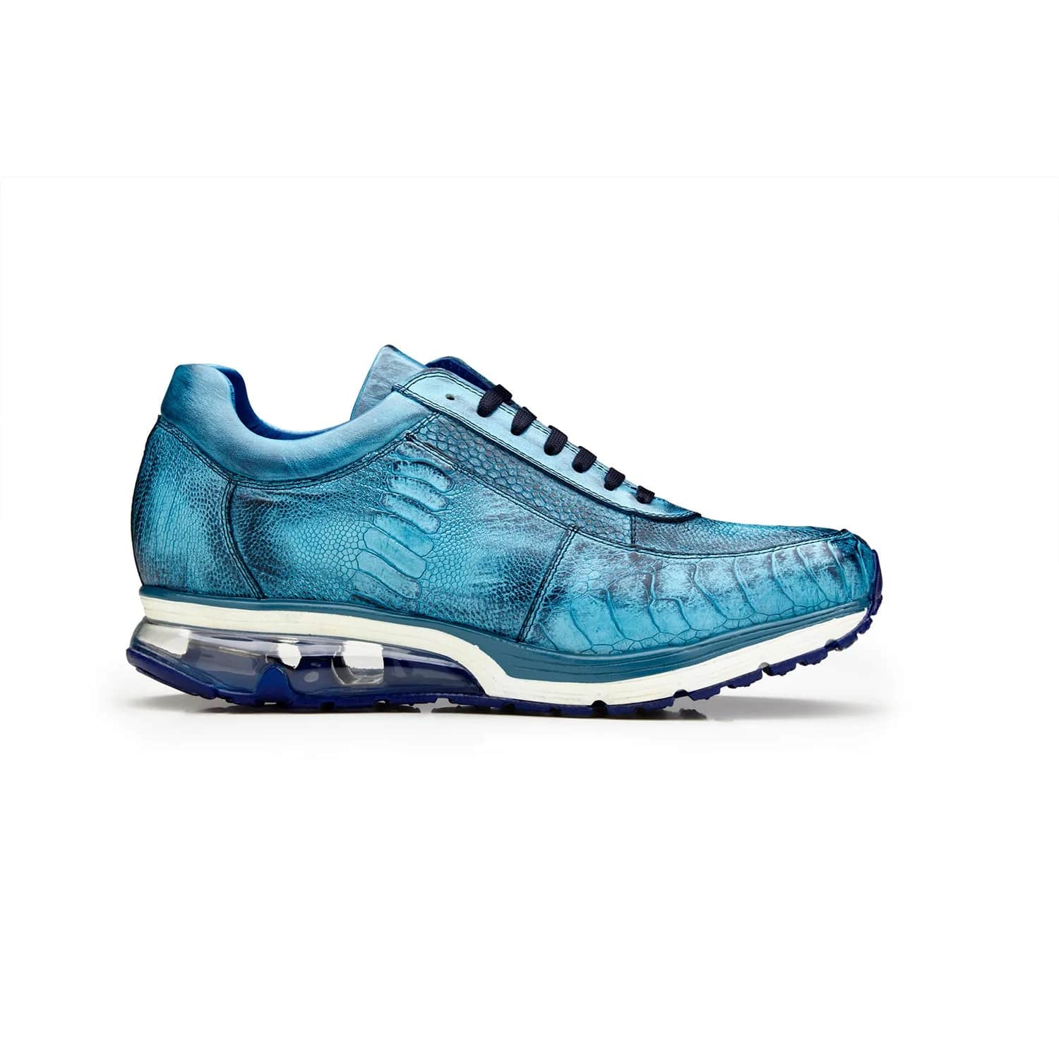 Belvedere Todd Men's Shoes Ocean Blue Exotic Genuine Ostrich Casual Sneakers 2 MEN E02 ANT. OCEAN BLUE-M-06  - from alligatorwarehouse.com