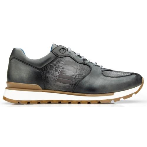 Belvedere Bobo Antique Light Gray Genuine Ostrich Leg  Soft Calfskin Casual Sneakers 1 MEN G01 ANT.LIGHTGRAY-M-06  - from alligatorwarehouse.com