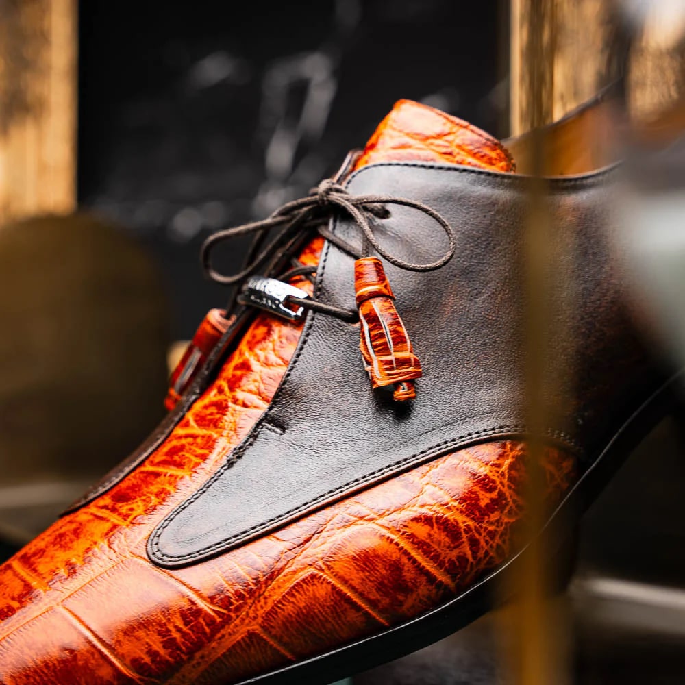Marco Di Milano Anzio Exotic Alligator & Calfskin Leather Brandy Oxfords 9 ANZIO_ALLIGATOR_BRANDY_8  - from alligatorwarehouse.com