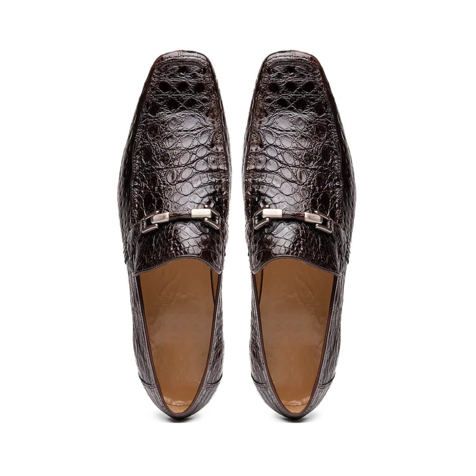 Marco Di Milano Fabro Men's Shoes Brown Exotic Crocodile Horsebit Loafers 6 FABRO-TIN_CAIMAN_BROWN_8  - from alligatorwarehouse.com