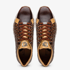 Marco Di Milano Portici Men's Shoes Orix & Brown Exotic Lizard / Crocodile Casual Sneakers
