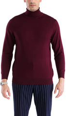 MENS BURGUNDY PULLOVER TURTLENECK SWEATER