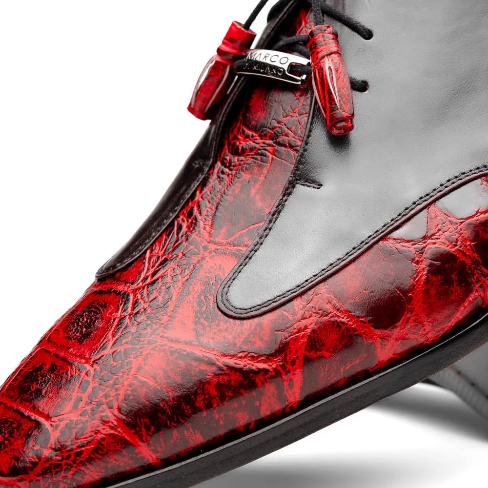 Marco Di Milano Anzio Exotic Alligator & Calfskin Leather Burgundy & Black Oxfords 4 ANZIO_ALLIGATOR_BLACK CHERRY_8  - from alligatorwarehouse.com