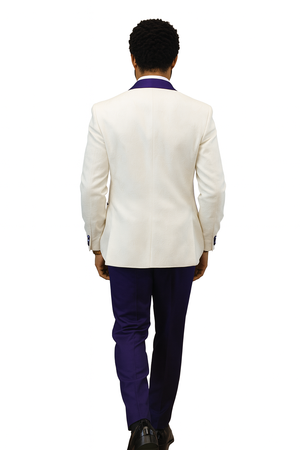 Hilton White and Purple Paisley Peak Lapel Tuxedo Jacket with Matching Shawl Vest and Wool Pants – Includes Bow Tie 5   - from alligatorwarehouse.com