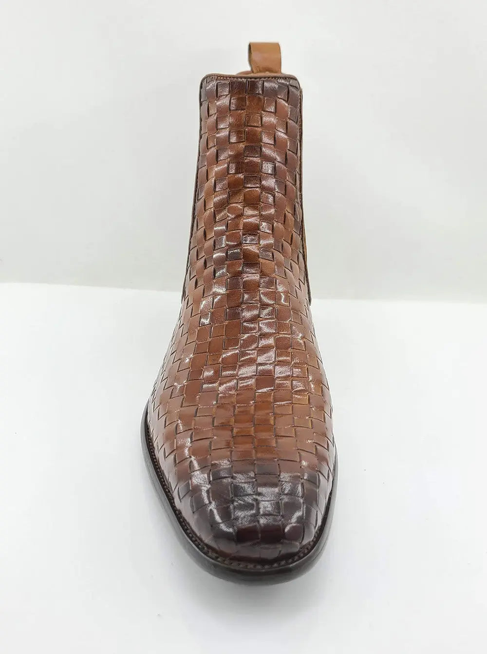 Basket Weave Leather Chelsea Boot 6 KB886-18XBURGUNDY75  - from alligatorwarehouse.com