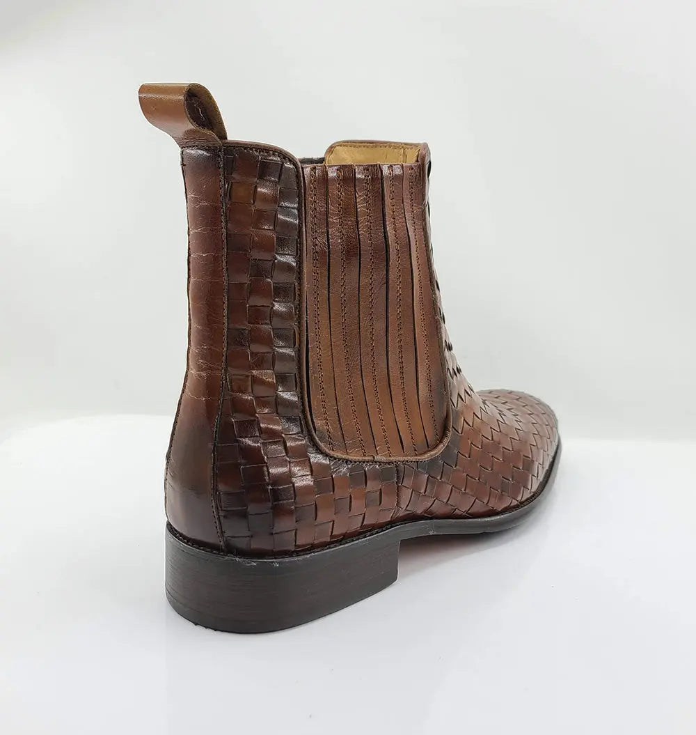 Basket Weave Leather Chelsea Boot 7 KB886-18XBURGUNDY75  - from alligatorwarehouse.com