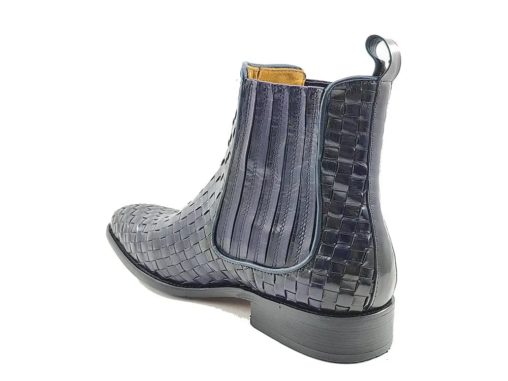 Basket Weave Leather Chelsea Boot 12 KB886-18XBURGUNDY75  - from alligatorwarehouse.com