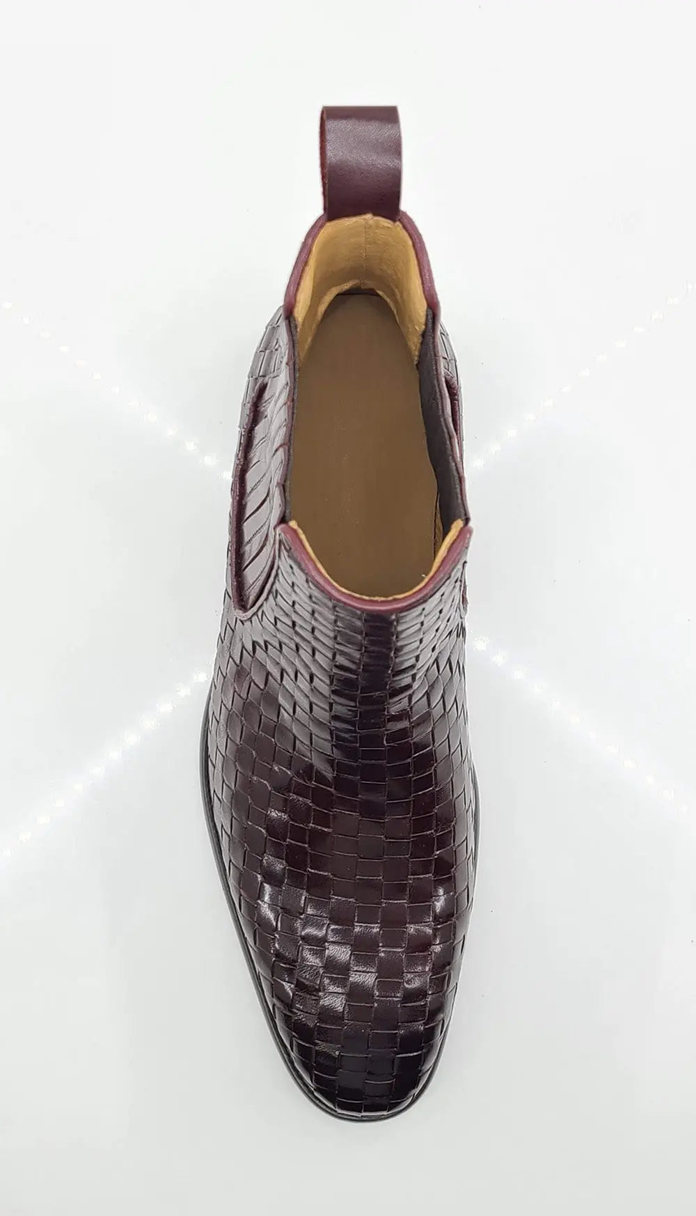 Basket Weave Leather Chelsea Boot 13 KB886-18XBURGUNDY75  - from alligatorwarehouse.com