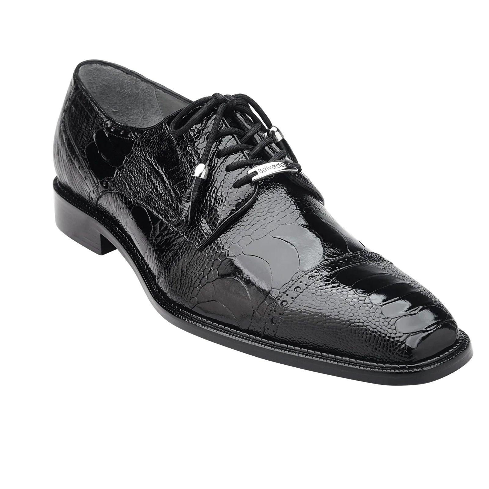 Men's Belvedere Batta Cap Toe Ostrich Dress Shoe in Black Men's Belvedere Batta Cap Toe Ostrich Dress Shoe in Black