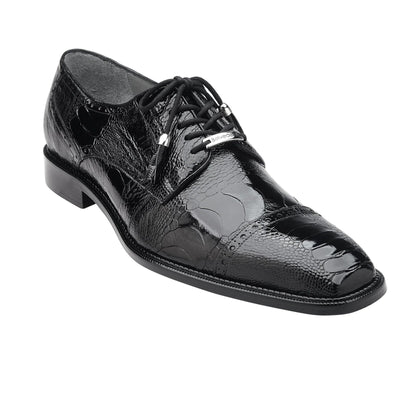 Men's Belvedere Batta Cap Toe Ostrich Dress Shoe in Black 2 MEN 14006 BLACK-M-09  - from alligatorwarehouse.com