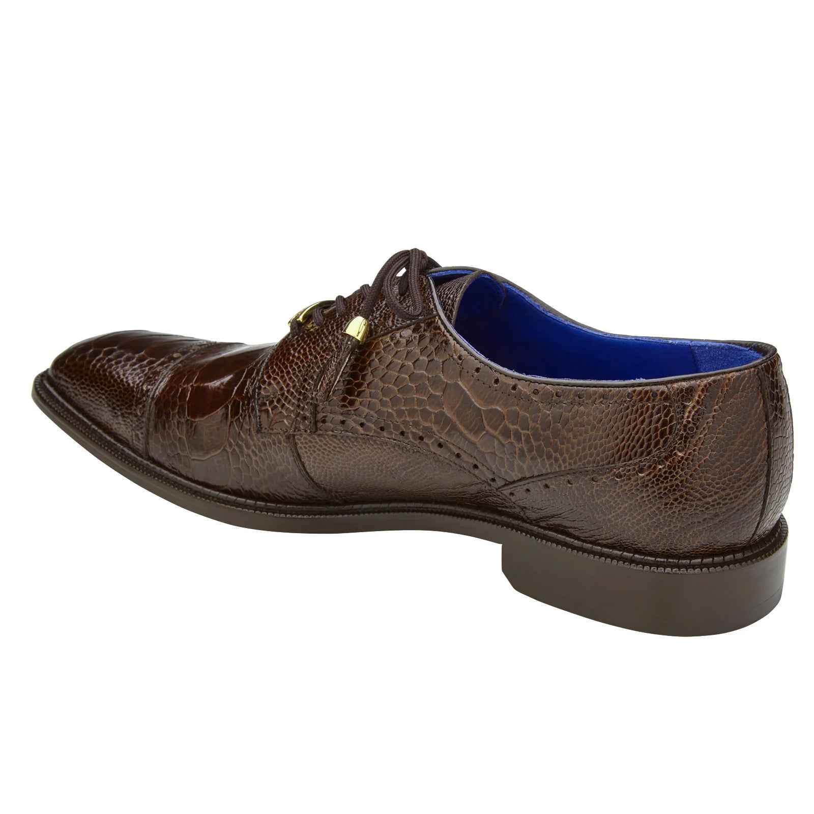 Men's Belvedere Batta Cap Toe Ostrich Dress Shoe in Brown 4 MEN 14006 CHOCOLATE-M-09  - from alligatorwarehouse.com
