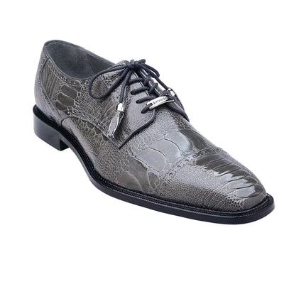 Men's Belvedere Batta Cap Toe Ostrich Dress Shoe in Grey 2 MEN 14006 GRAY-M-09  - from alligatorwarehouse.com