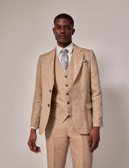Mens Linen Suit For Beach Wedding - Summer Suit in Beige