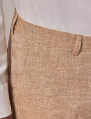 Mens Linen Suit For Beach Wedding - Summer Suit in Beige Herringbone