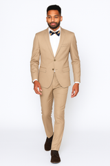 Beige Slim Fit Suit for Men by Rossiman Rossi – Tailored Skinny Fit Formal Suit