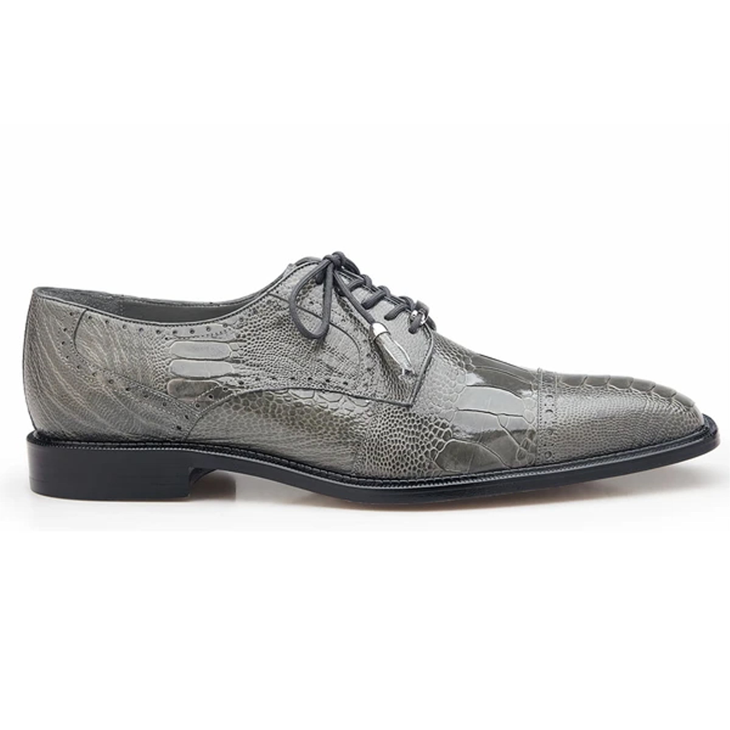 Mens Belvedere Batta Ostrich Cap Toe Derby Dress Shoe in Grey Mens Belvedere Batta Ostrich Cap Toe Derby Dress Shoe in Grey