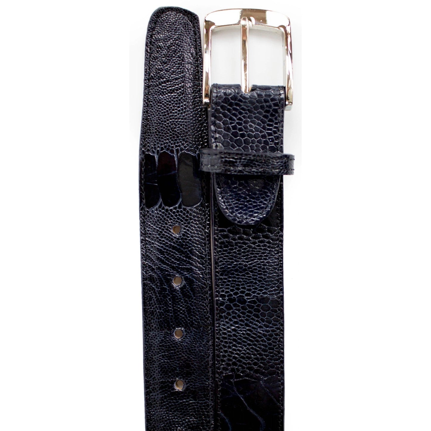 Mens Belvedere Ostrich Leg Dress Belt in Burgundy