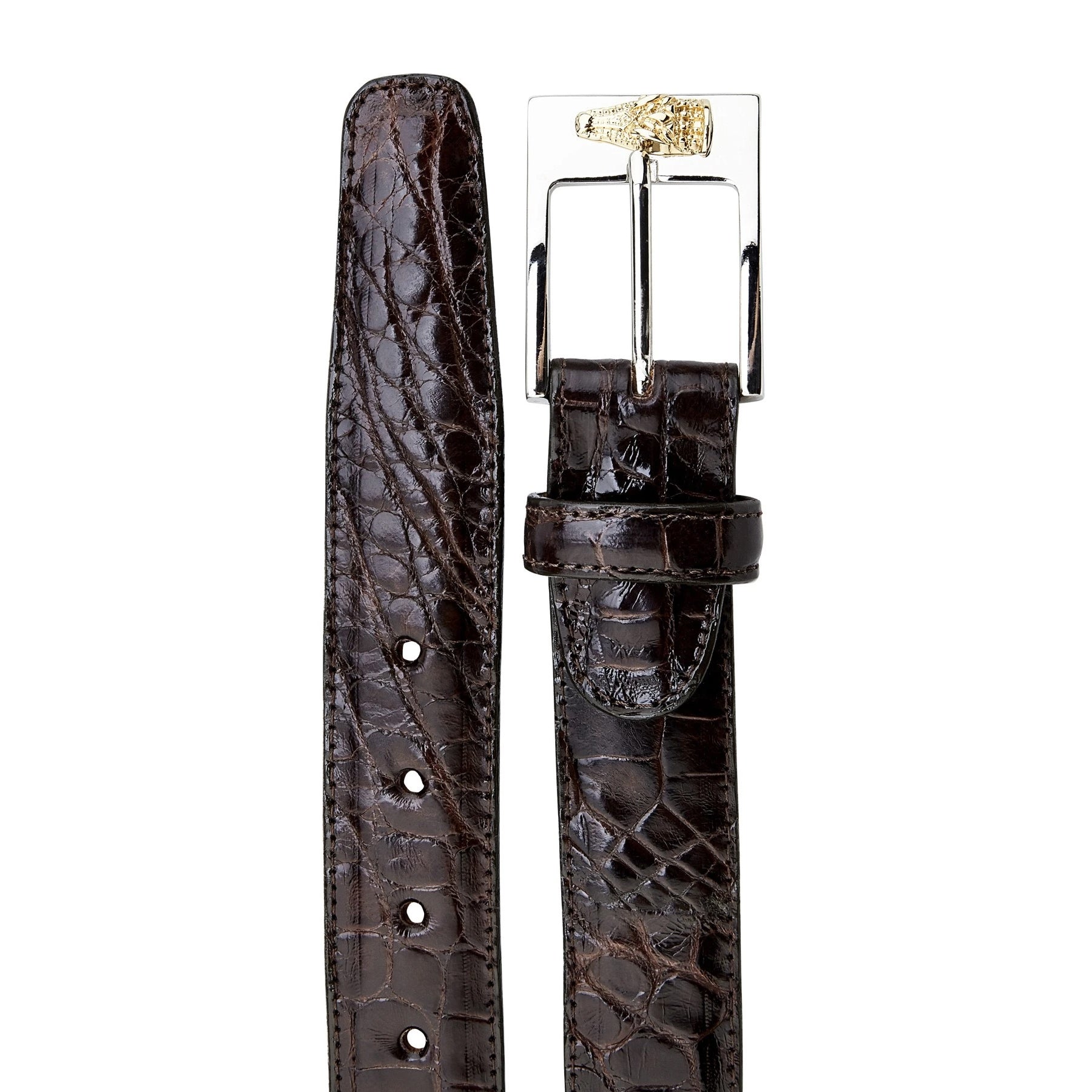 Mens Belvedere Alligator Dress Belt in Brown 1 MEN 2008 COGNAC-44-ALLIGATOR BELT  - from alligatorwarehouse.com