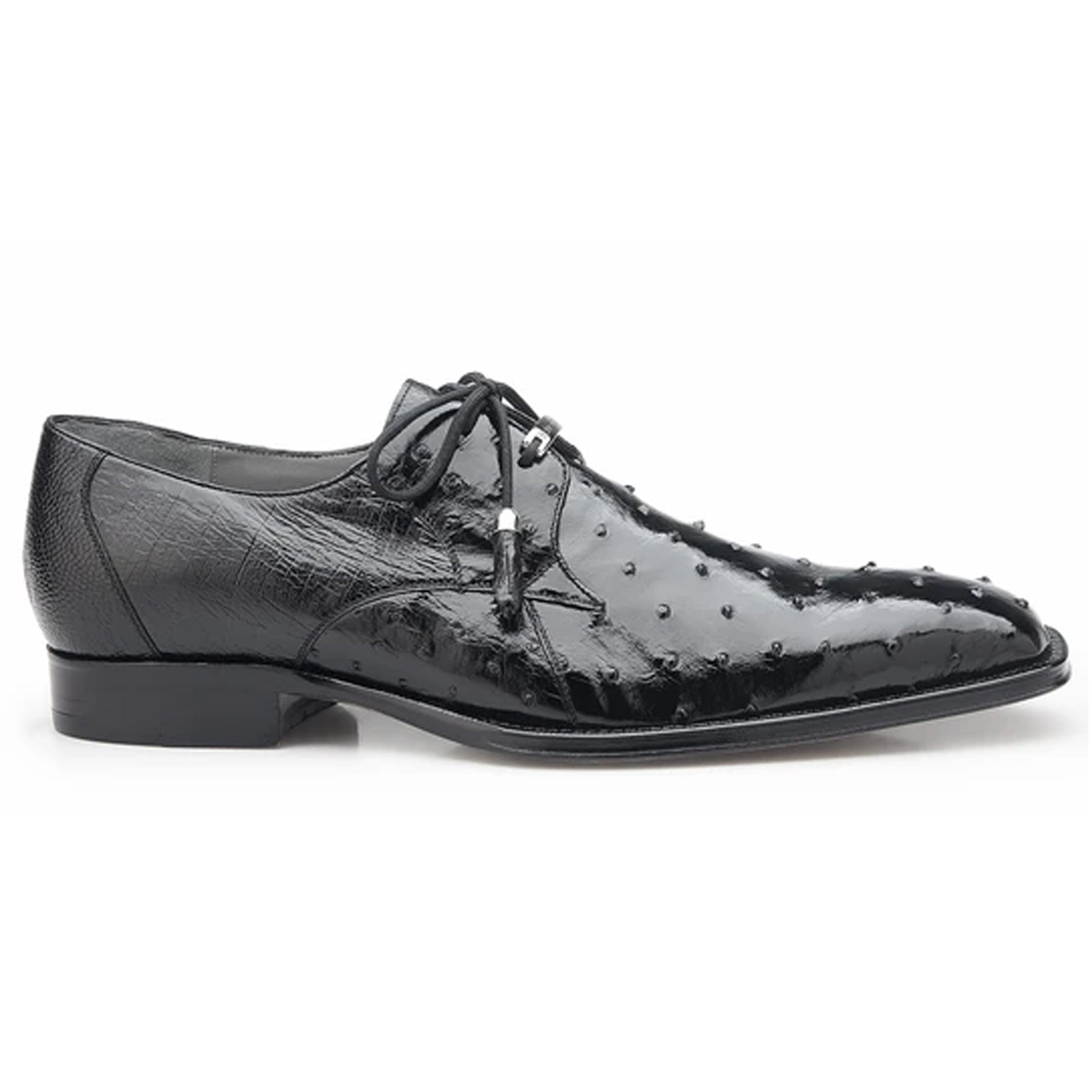 Mens Belvedere Isola Ostrich Quill Dress Shoe in Black 1   - from alligatorwarehouse.com