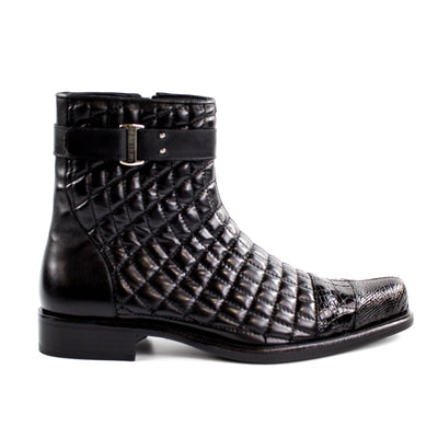 Mens Belvedere Libero Quilted Caiman Dress Boot in Burgundy 4 MEN R80 ANT. BURGUNDY-M-09  - from alligatorwarehouse.com