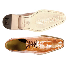 Mens Belvedere Siena Ostrich Leg Split Toe Dress Shoe in Burgundy