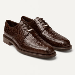 Belvedere Chapo Brown All-Over Genuine Exotic Hornback Crocodile Shoes