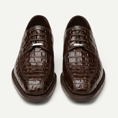 Belvedere Chapo Brown All-Over Genuine Exotic Hornback Crocodile Shoes