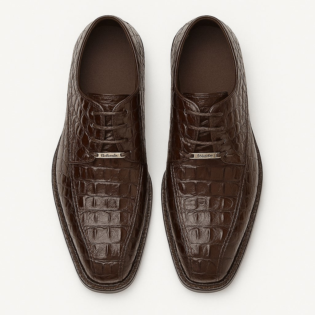 Belvedere Chapo Brown All-Over Genuine Exotic Hornback Crocodile Shoes 7 MEN 1465 BROWN-M-09  - from alligatorwarehouse.com
