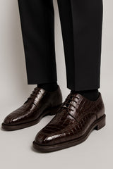 Belvedere Chapo Brown All-Over Genuine Exotic Hornback Crocodile Shoes