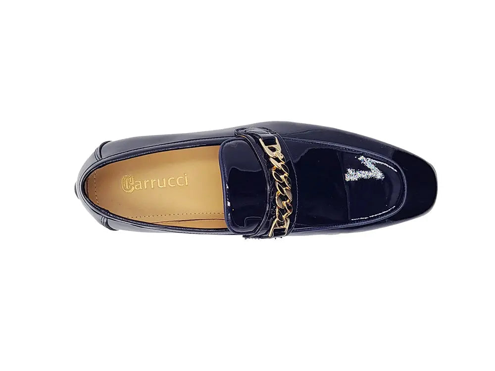 Beveled Squared Toe Patent Leather Loafer 3 KS2241-01PNAVY85  - from alligatorwarehouse.com