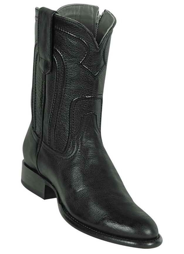 Los Altos Men's Belmont Finish Black Leather Zipper Roper Heel Toe Boot 1   - from alligatorwarehouse.com