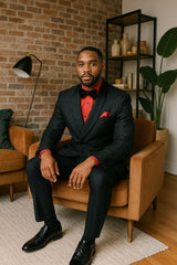 Mens Black Paisley Tuxedo Jacket with – Elegant Formalwear Smoking Jacket