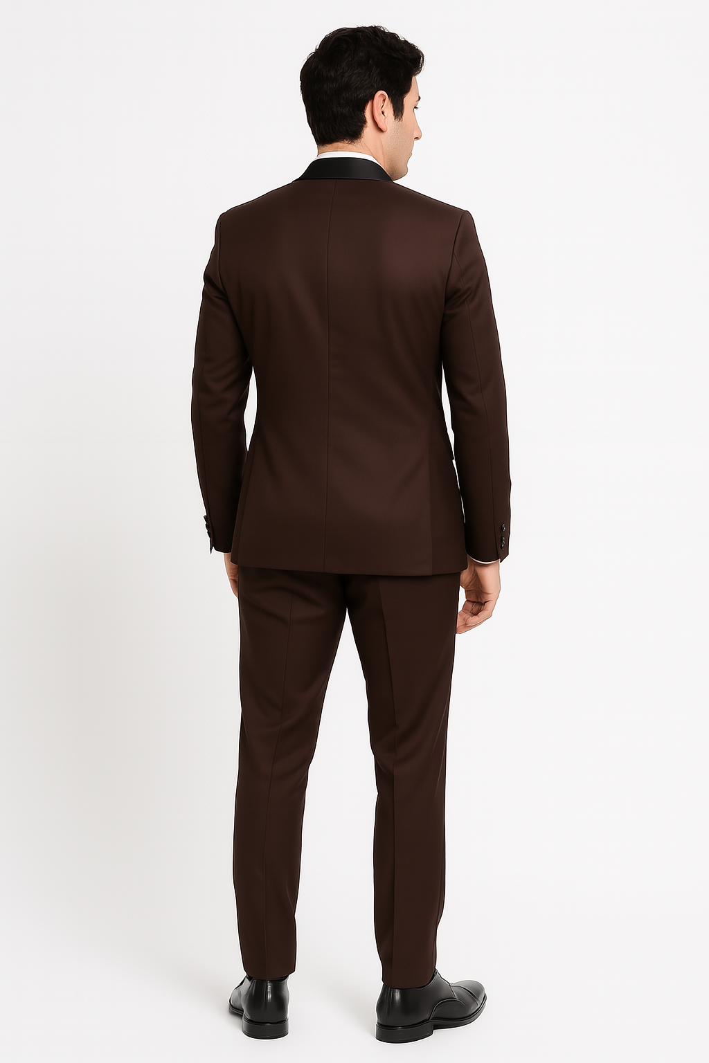 Mens Chocolate Brown Tuxedo with Black Satin Peak Lapel – Formal Wedding and Prom Suit 2   - from alligatorwarehouse.com