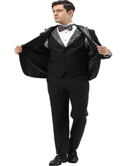 Black and White Prom Tuxedo - Perfect Wedding Suit Vested rhinestone Lapelled