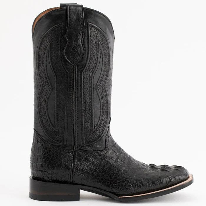 Ferinni Boot - Mens Dress Cowboy Boot - Ferrini Men's Dakota Hornback Caiman Western Boots - Square Toe Handcrafted Black in Black