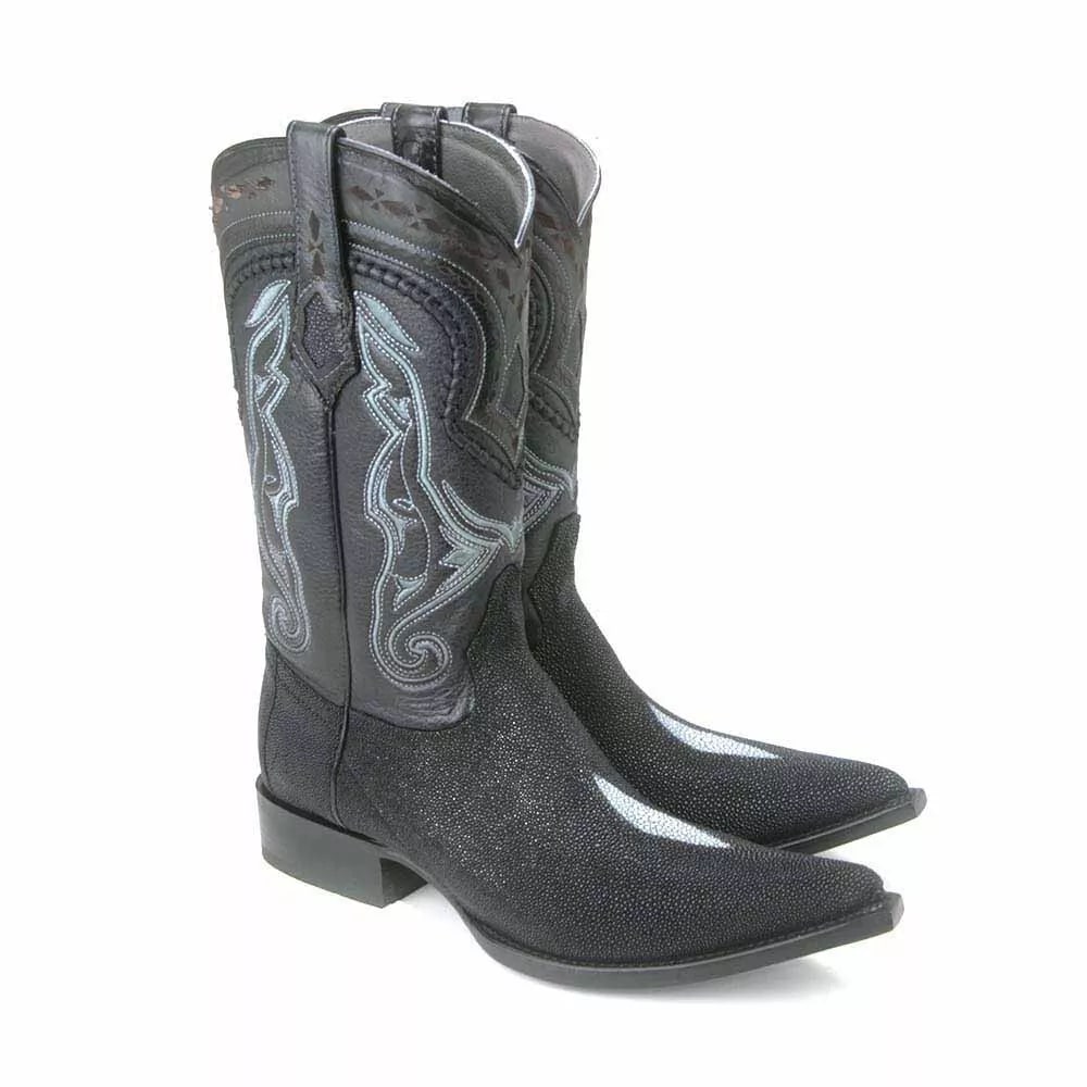 Los Altos Black Stingray Single Stone 3X Toe Men’s Boot 1   - from alligatorwarehouse.com